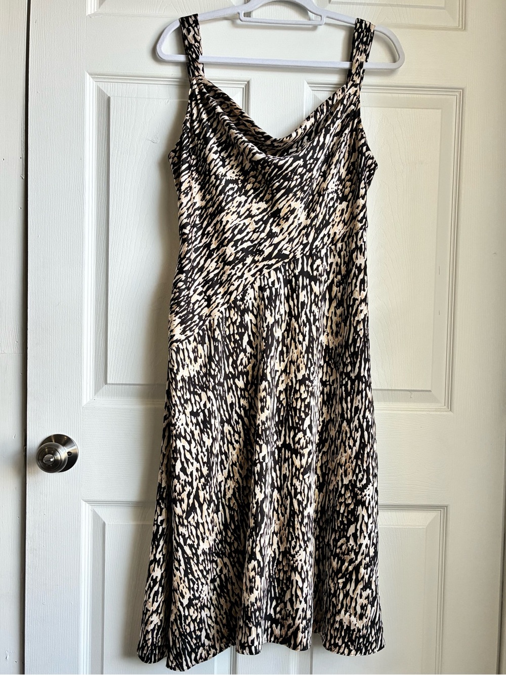 DKNY Animal Print MIDI Dress Sleeveless Cowl Neck Size 14